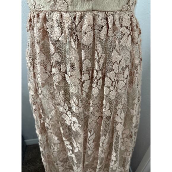 Alice + Olivia Nude Lace Gown Bustier leather t-back - Picture 5 of 12